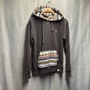 🏁 Tentree gray and Colorful Patterned Hoodie size small